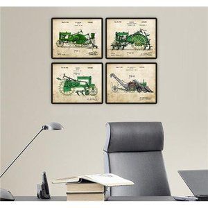 Vintage Deere Tractor Patents AG Outdoors Art Office Farm Wall Décor  4 Prints